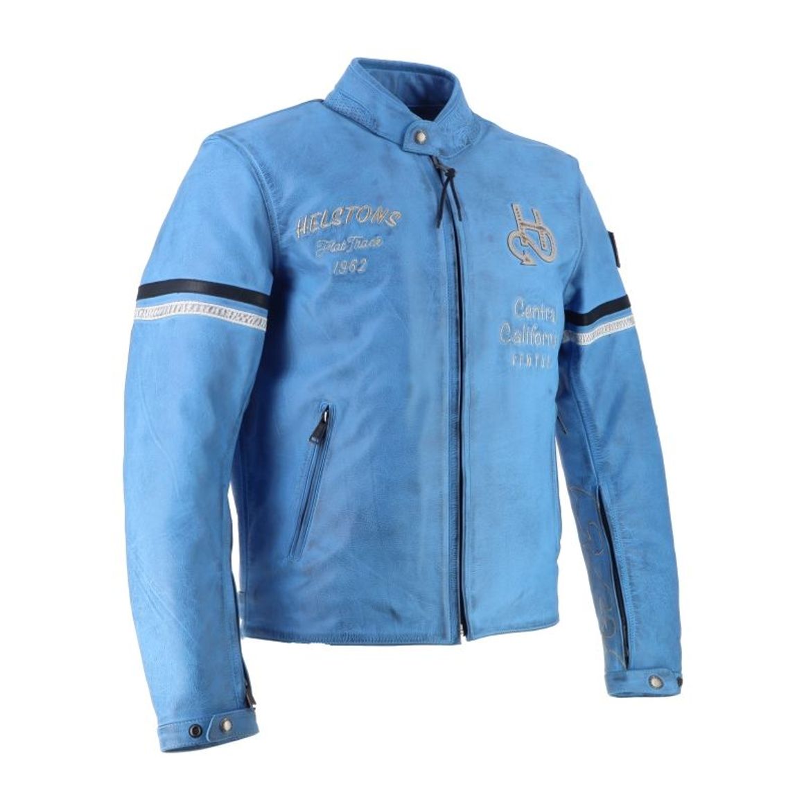 Blouson Helstons cuir Nashville bleu