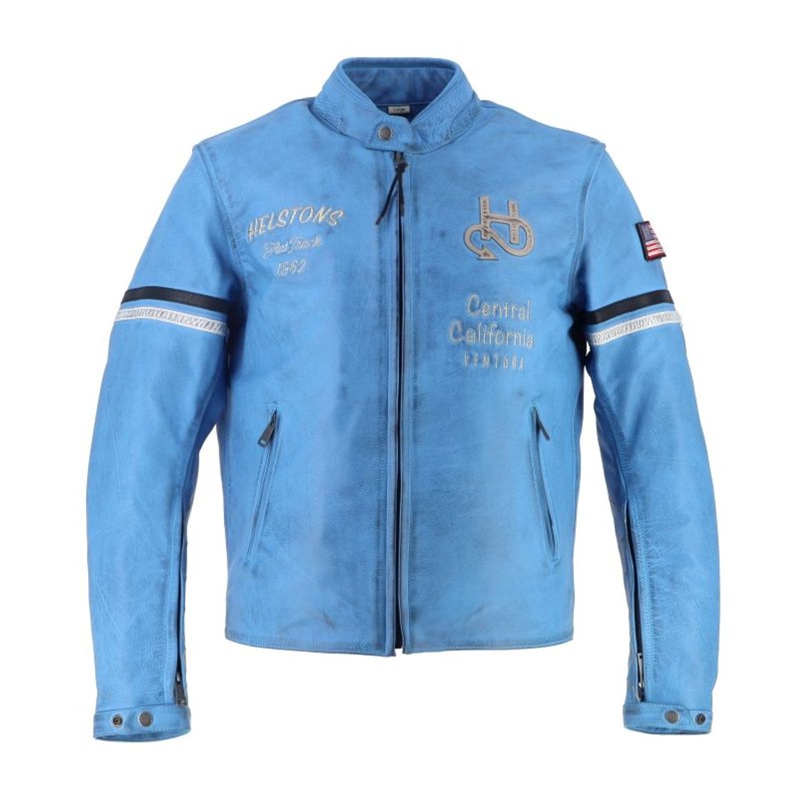Blouson Helstons cuir Nashville bleu