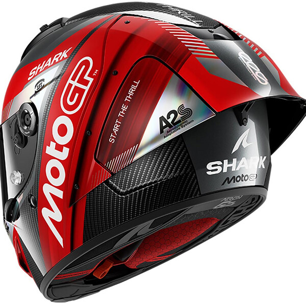 Casque Shark Aeron GP FIM RAC 2 MOTOGP Carbone Rouge Chrome Brillant