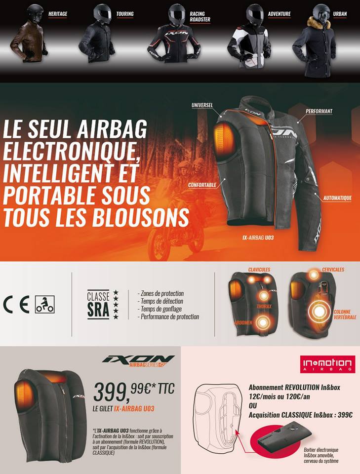 Ixon - Gilet Airbag IX-Airbag U03 Noir / Orange
