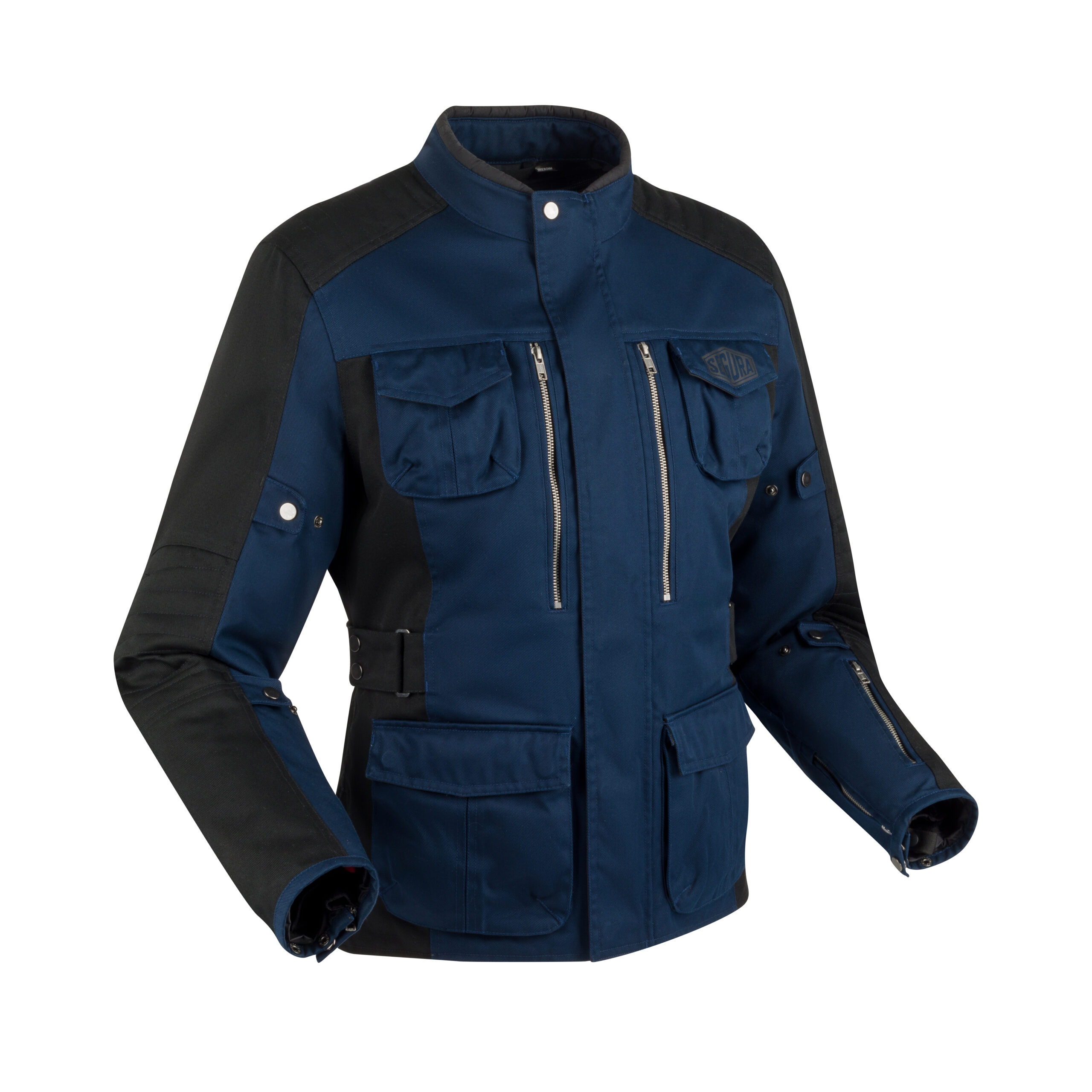 STV220_SEGURA-BORA-JACKET, veste moto étanche et chaude de couleur Bleu vue de face