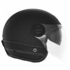 Casque jet moto homologué look vintage d'aspect mat avec une bande de cuir sur la partie inférieur